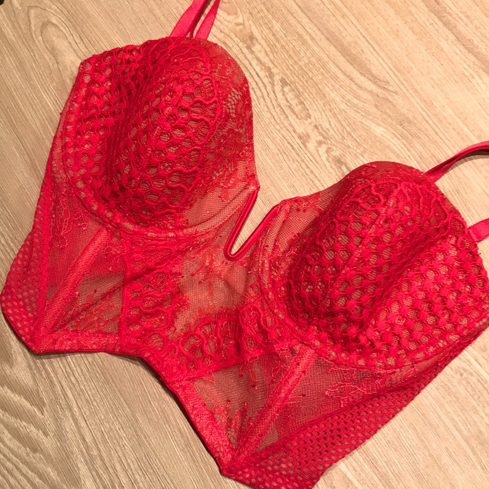 Victoria’s Secret Sexy Red Bustier Lingerie 36D
